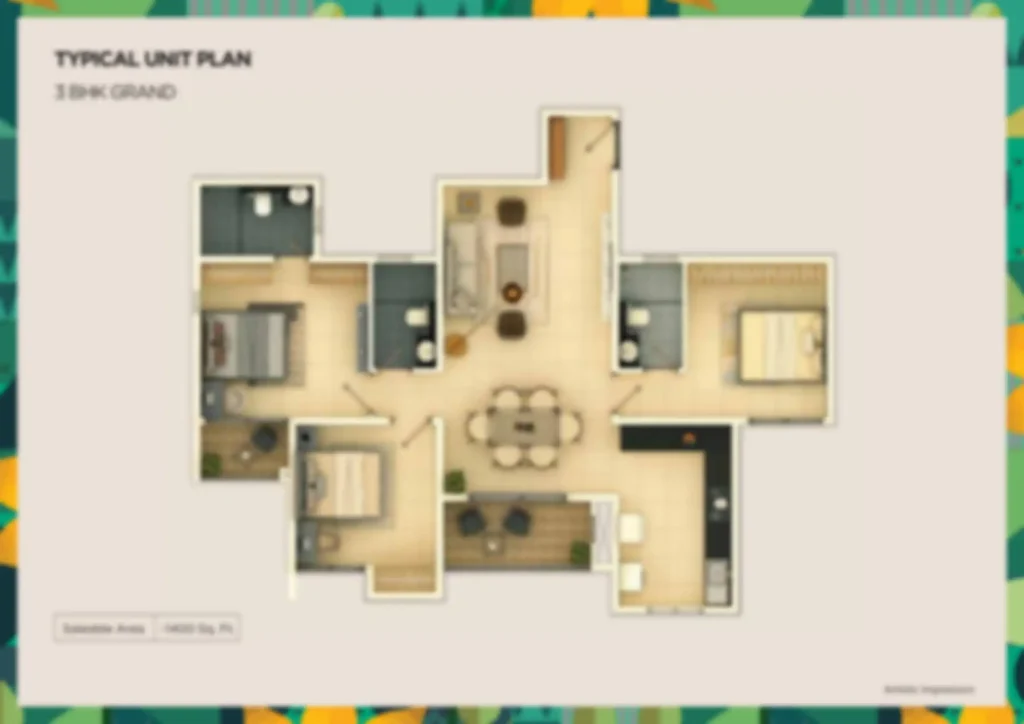 Provident Bayscape 3 bhk apartment Floor Plan