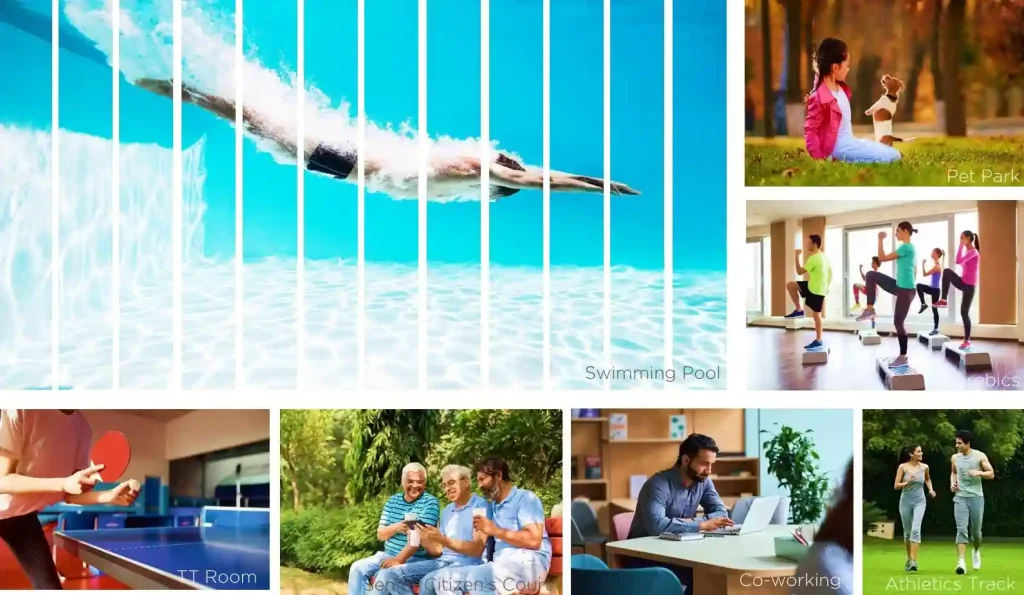 Provident Bayscape apartment amenities collage 1 by Provident Housing Limited located at kelambakkam, Chennai, Tamil Nadu