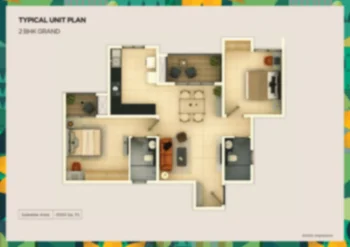 Provident Bayscape 2 bhk Apartment Floor Plan by Provident Housing Limited located at kelambakkam, Chennai, Tamil Nadu