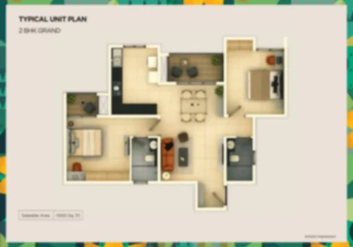 Provident Bayscape 2 bhk Apartment Floor Plan by Provident Housing Limited located at kelambakkam, Chennai, Tamil Nadu