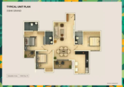 Provident Bayscape 3 bhk apartment Floor Plan